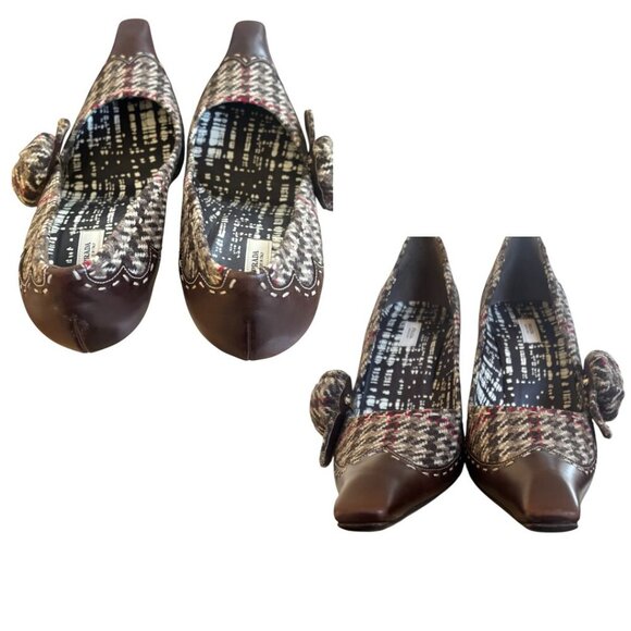 Y2K VINTAGE PRADA HEELS HOUNDSTOOTH TWEED ACADEMIA PUMPS US 9-9.5/EURO 40 EUC - Picture 5 of 8